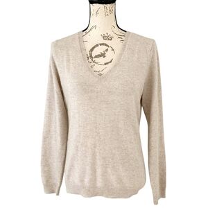 Mariyaab V Neck 100% Cashmere Sweater size S Quiet Luxury Minimalist